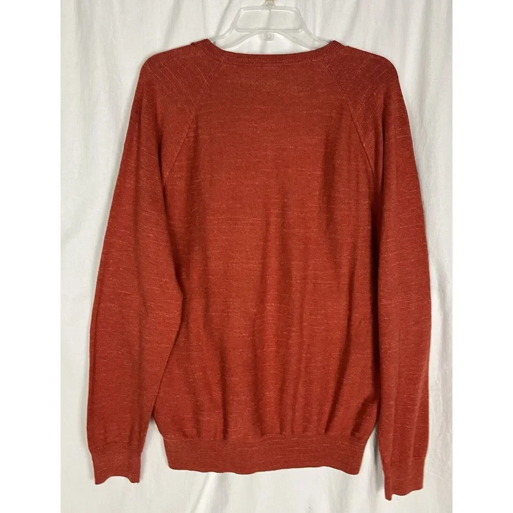 J. Crew Orange Cotton Knit Crewneck Sweater Men's Size L‎